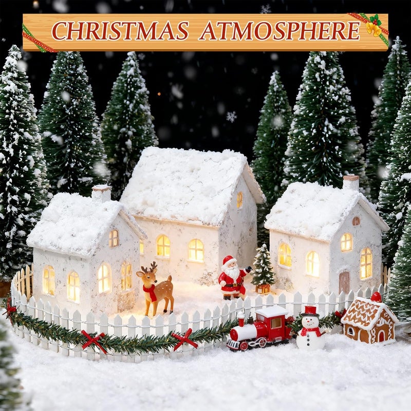 BrightRow 4 Pcs Christmas Fairy Garden Fence Village Accessories 35 Inch Miniature White Picket Fence Wooden Decorative for Xmas Dollhouse Landscape Crafts Gift Supplies - Image 3
